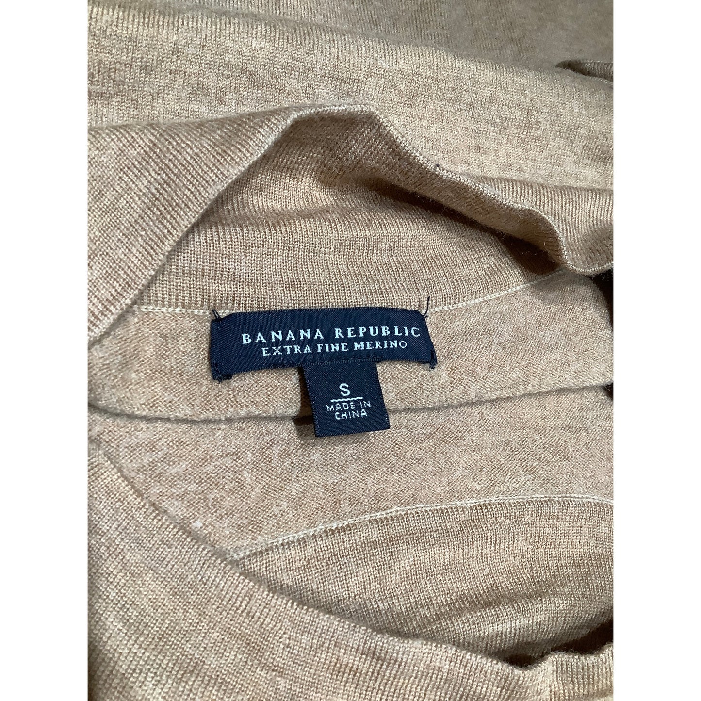 Banana Republic Tan Merino Wool Dress S Tie-Neck, Preppy New Rich ** Flaw