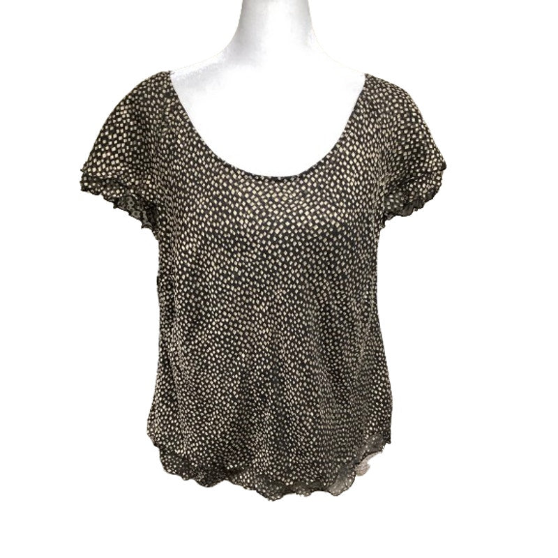 Talbots Silk Blend Brown/Black Print Top, Size 14 Office Siren, Elegant, Classic