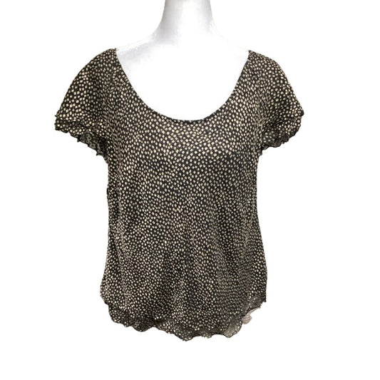 Talbots Silk Blend Brown/Black Print Top, Size 14 Office Siren, Elegant, Classic