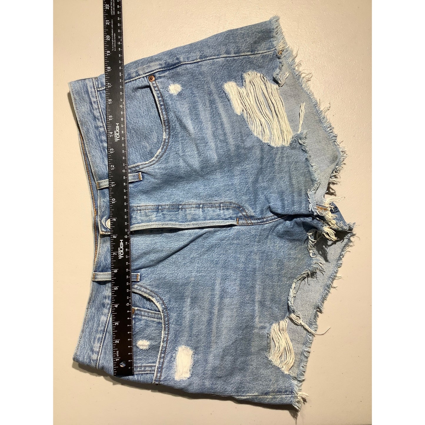 Levi’s 501 Distressed Denim Shorts Women’s 32W — High Rise, Button Fly, Cutoff