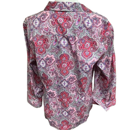 Talbots 14 Wrinkle-Resistant Paisley Button-Up Shirt – Preppy, Classic, Feminine