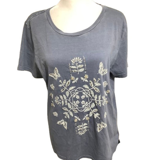 Lucky Brand Beaded T-Shirt, Size Large – Boho, Casual, Feminine