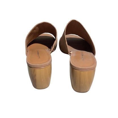 Lucky Brand Leather Jemie Mule Heels Women 10M — Minimalist, Block Heel, Slip-On