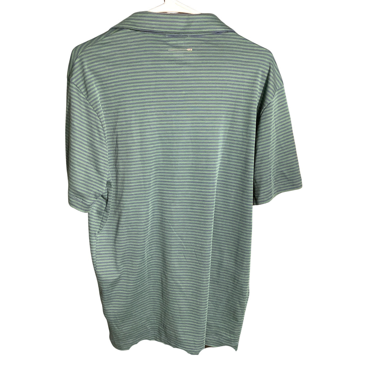 J.Crew Men’s Large Green Navy Striped Performance Polo — Preppy, Sporty, Classic