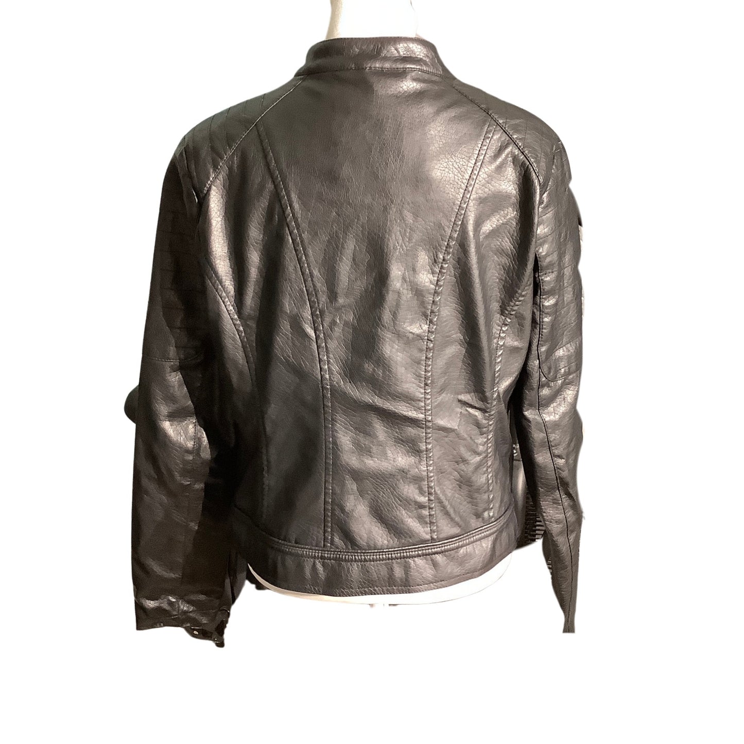 Miss London Moto Jacket Women's Size L Black — Faux Leather, Biker, Edgy