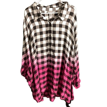 Catherines Ombre Plaid Shirt Women’s 5X – Bold, Button Front, Collared