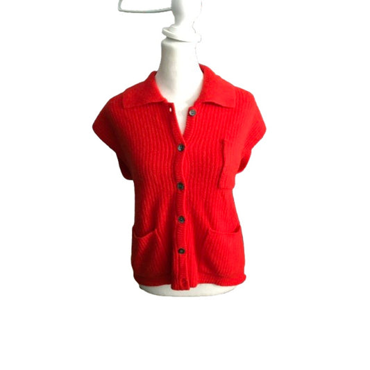 Evan Picone Petites Red Collared Sleeveless Sweater M- Vintage, Mobwife, Preppy