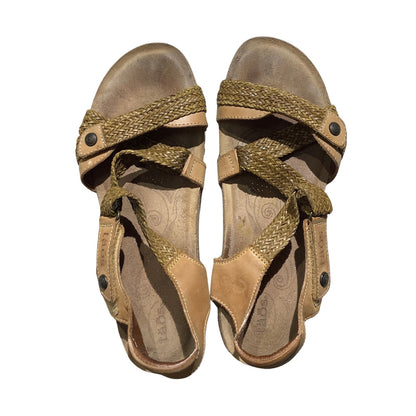 Taos Strappy Wedge Sandals Women Size 8-8.5 Beige Tan — Boho, Comfort, Casual