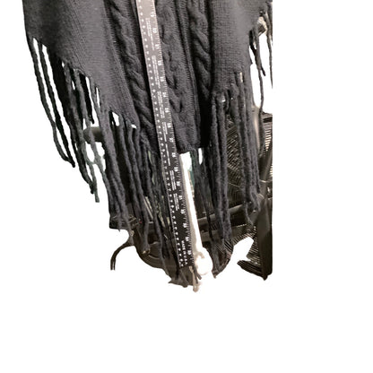 Burberry Black Wool Cashmere Blend Poncho One Size — Luxury, Fringe, Cable Knit