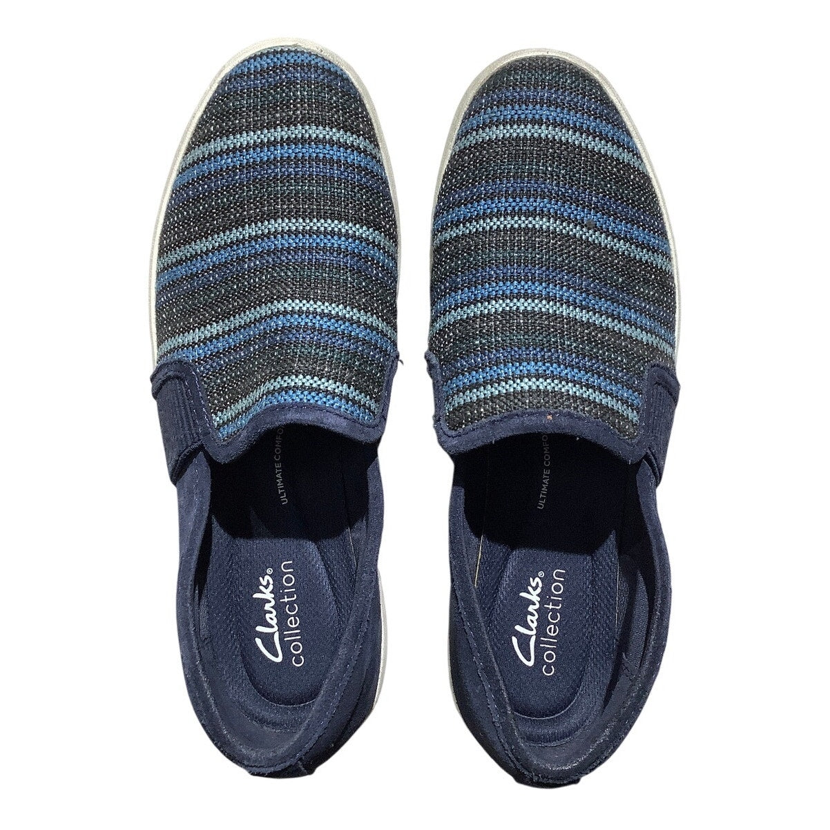Clarks Layton Striped Slip-On Sneakers Women’s 7.5 — Casual, Travel, Coastal