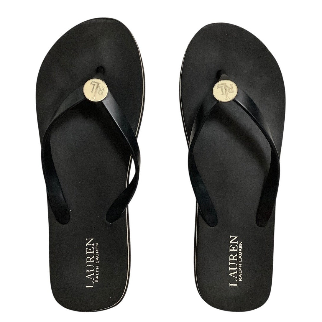 Lauren Ralph Lauren Black Elissa II Flip Flops Women’s 9 —Beach, Coastal, Preppy