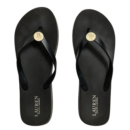 Lauren Ralph Lauren Black Elissa II Flip Flops Women’s 9 —Beach, Coastal, Preppy
