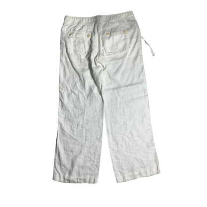 Juicy Couture White 100% Linen Wide-Leg Pants Women’s M— Coastal, Resort, Casual