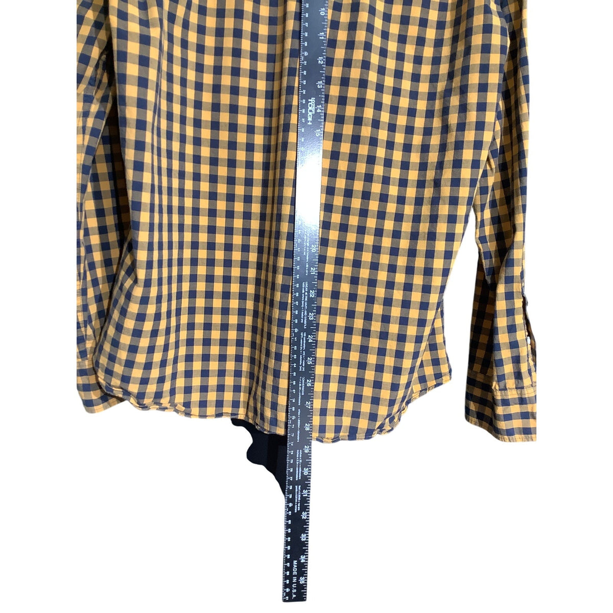 J.Crew Men's L Yellow Blue Gingham Slim Flex Washed Button Down Shirt