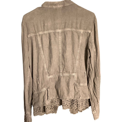 Free People Emilia Military Jacket Women’s Medium — Boho, Victorian, Ruffle Lace