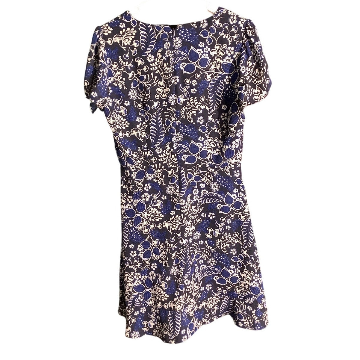 J.Crew Women's Floral V-Neck Dress Size 6 – Short Sleeve, Fit & Flare, Back Zip