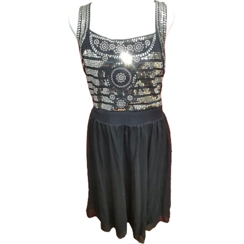 Style & Co Sequined Glam Dress, Medium, Black/Silver, Glamorous, Party, Chic