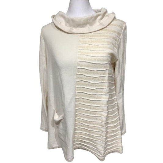 Soft Surroundings Cream Pullover Sweater  Sz S  Boho Cottagecore Retro