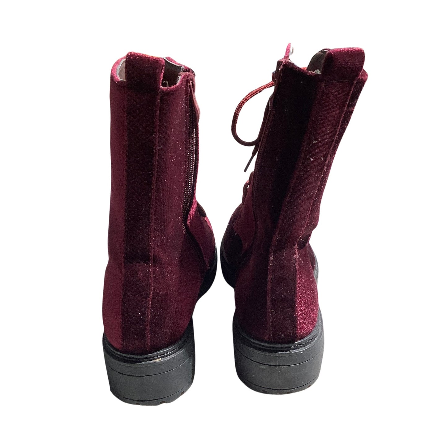 Wanted Crushed Velvet Boots Women Size 11 Burgundy — Goth, Grunge, Y2K