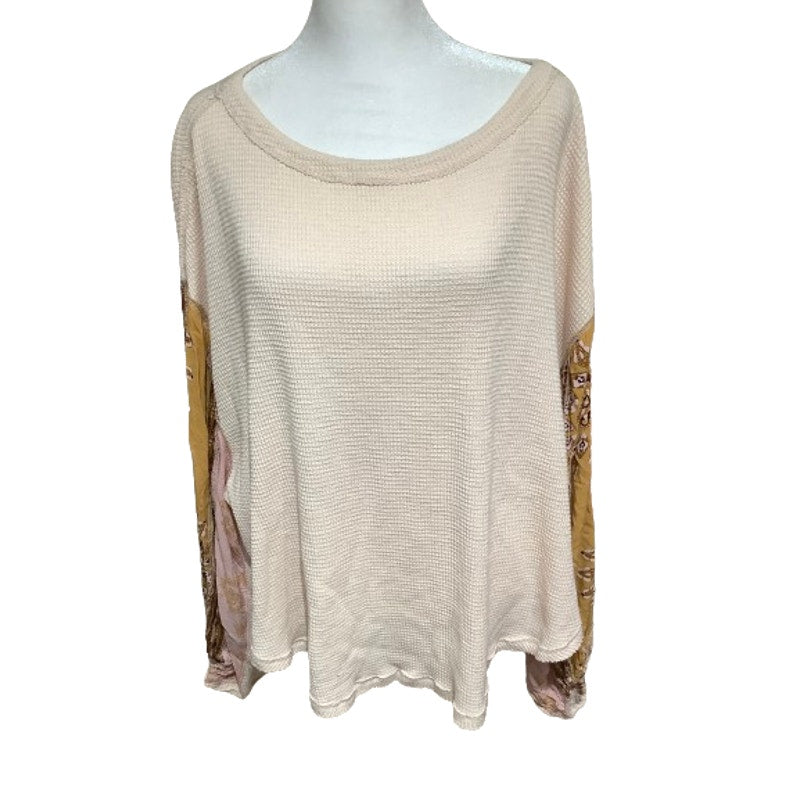 We the Free Multicolor Thermal Top - Sz M, Boho, Casual, Patchwork Waffle Knit