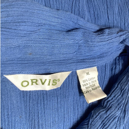 Orvis Women's Blue Short Sleeve Shirt, Size XL, Casual Relaxed Fit, Comfortable