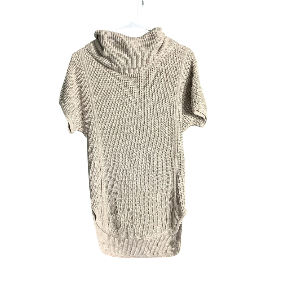 UGG Women's Medium Cream 100% Cotton Knit Cowl Neck Sweater Short Sleeve