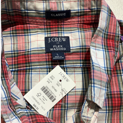 J.Crew Men's Red Plaid Shirt Size L – Preppy, Classic, Minimalist