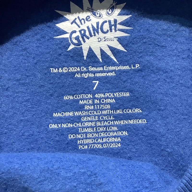 The Grinch Christmas Sweatshirt Child Size 7 - Y2K, Cozy, Playful