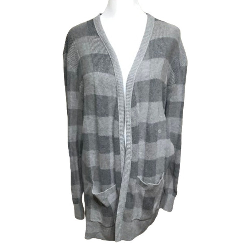 Eddie Bauer Grey Plaid Cardigan - Sz L - Cozy, Casual, NWT