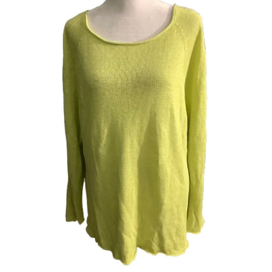 Eileen Fisher Lime Green Linen Sweater 1X – Minimalist, Lightweight, Effortless