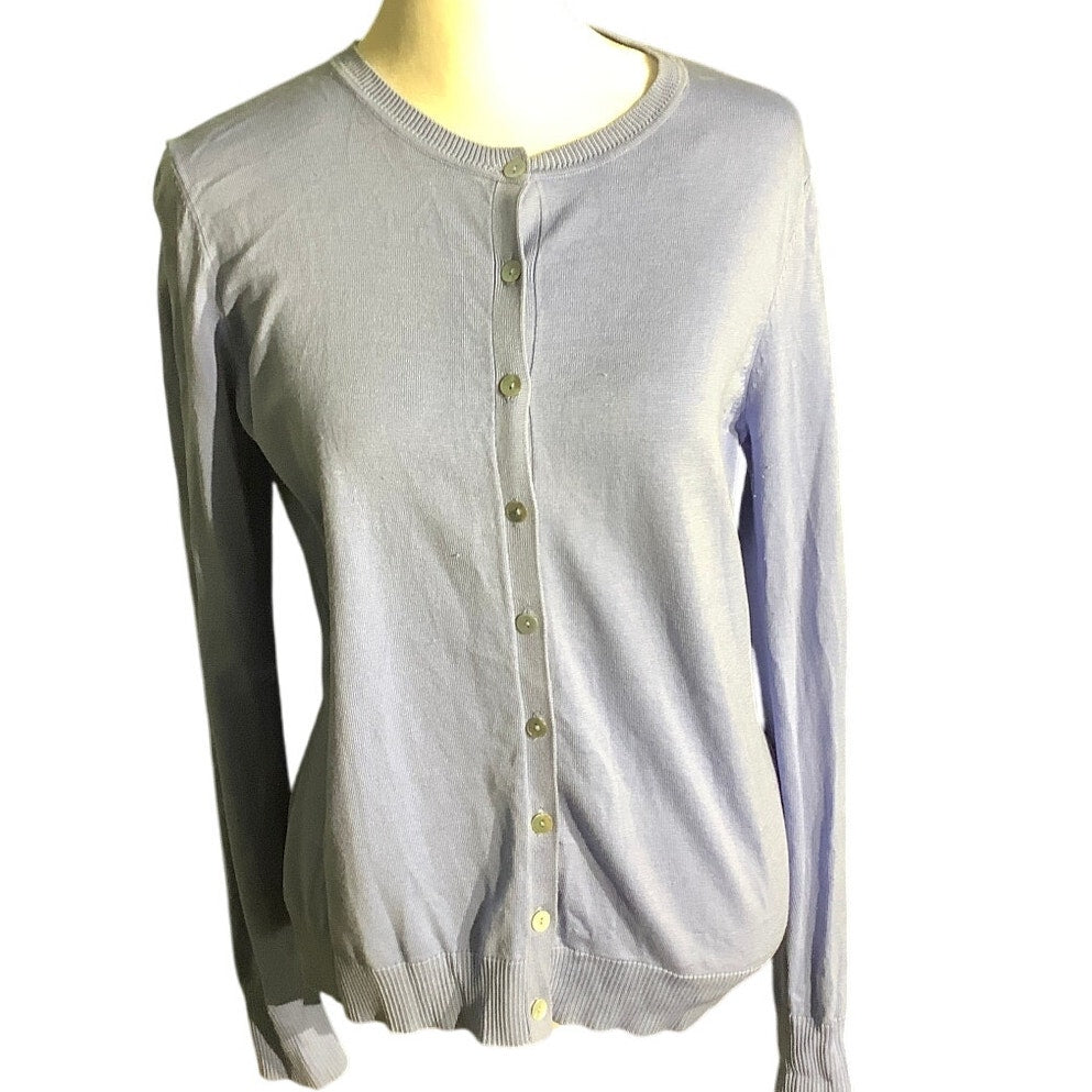 August Silk Cardigan Size (See Measurements) – Light Blue, Classic, Lightweight