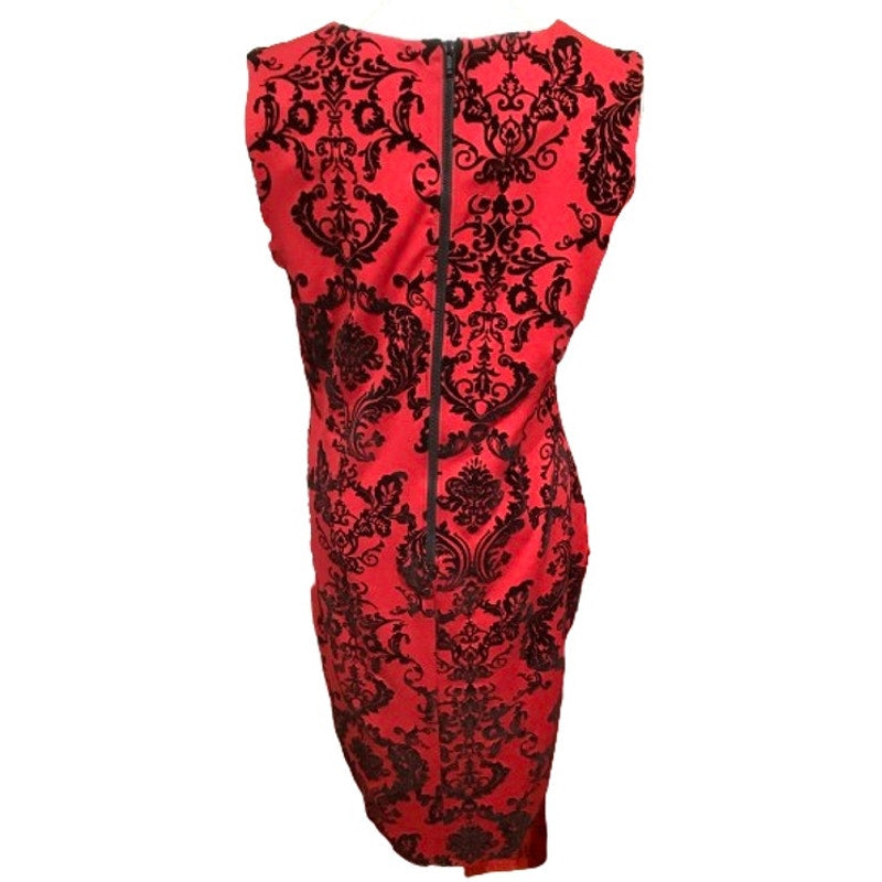 Spense Red and Black Dress, Size 12, Goth Regency Paisley Style