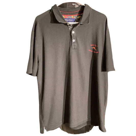 Tommy Bahama Black Logo Polo Shirt Men’s XXL — Coastal, Golf, Resort