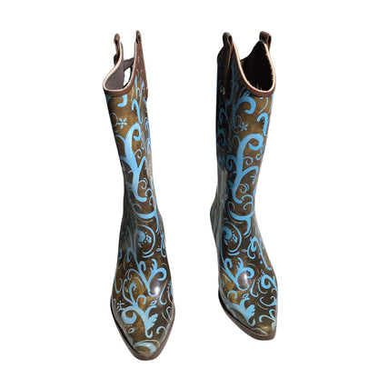 Rain Bops by Beehive Cowboy Rain Boots Women Size 6  — Western, Festival, Boho