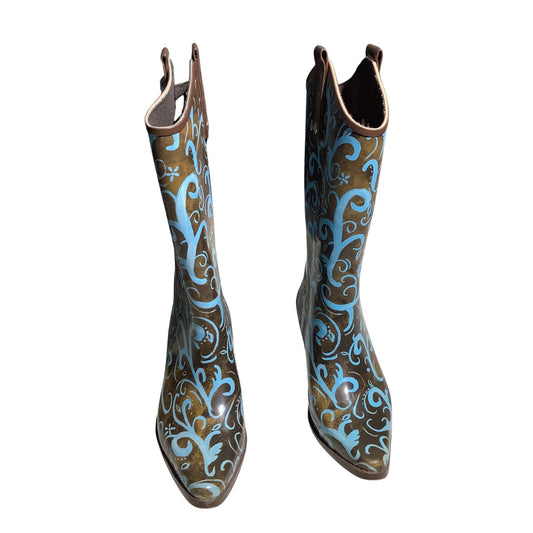 Rain Bops by Beehive Cowboy Rain Boots Women Size 6  — Western, Festival, Boho