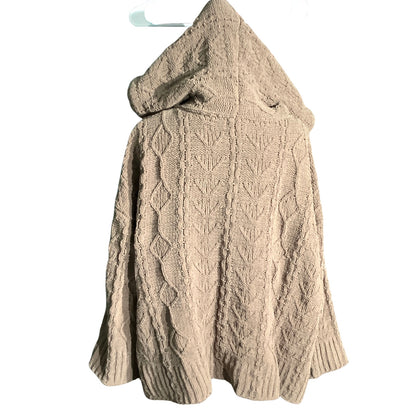 POL Brown Chunky Knit Hoodie Sweater Women S — Oversized, Cozy, Boho