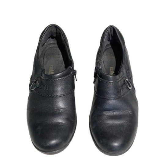 Clarks Cushion Soft Black Leather Shoes Women’s 6.5 – Comfort, Slip-On, Low Heel