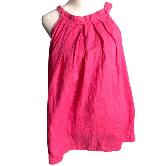 Pure Linen Fuchsia Tank Top Women’s Size L – Minimalist, Summer, Textured