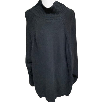 Catherine's Black Zip-Up Long Sweater Size 3X Cozy, Elegant, Plus Size Mature