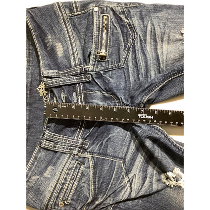 Almost Famous Distressed Denim Capris Kids – Capri, Distressed, Embellished