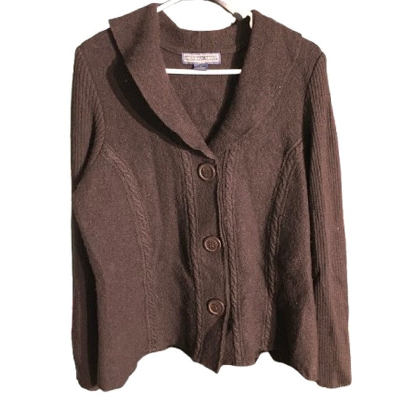 Herman Geist Brown Wool Blazer Size XL VTG Classic, Minimalist, Office Siren