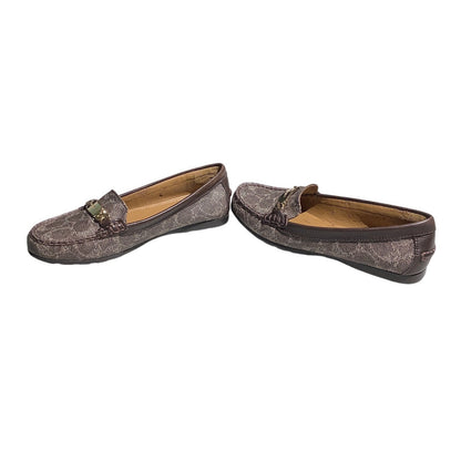 Coach Brown Olive Signature Monogram Loafers Women’s 5.5 — Preppy, Y2K, Designer