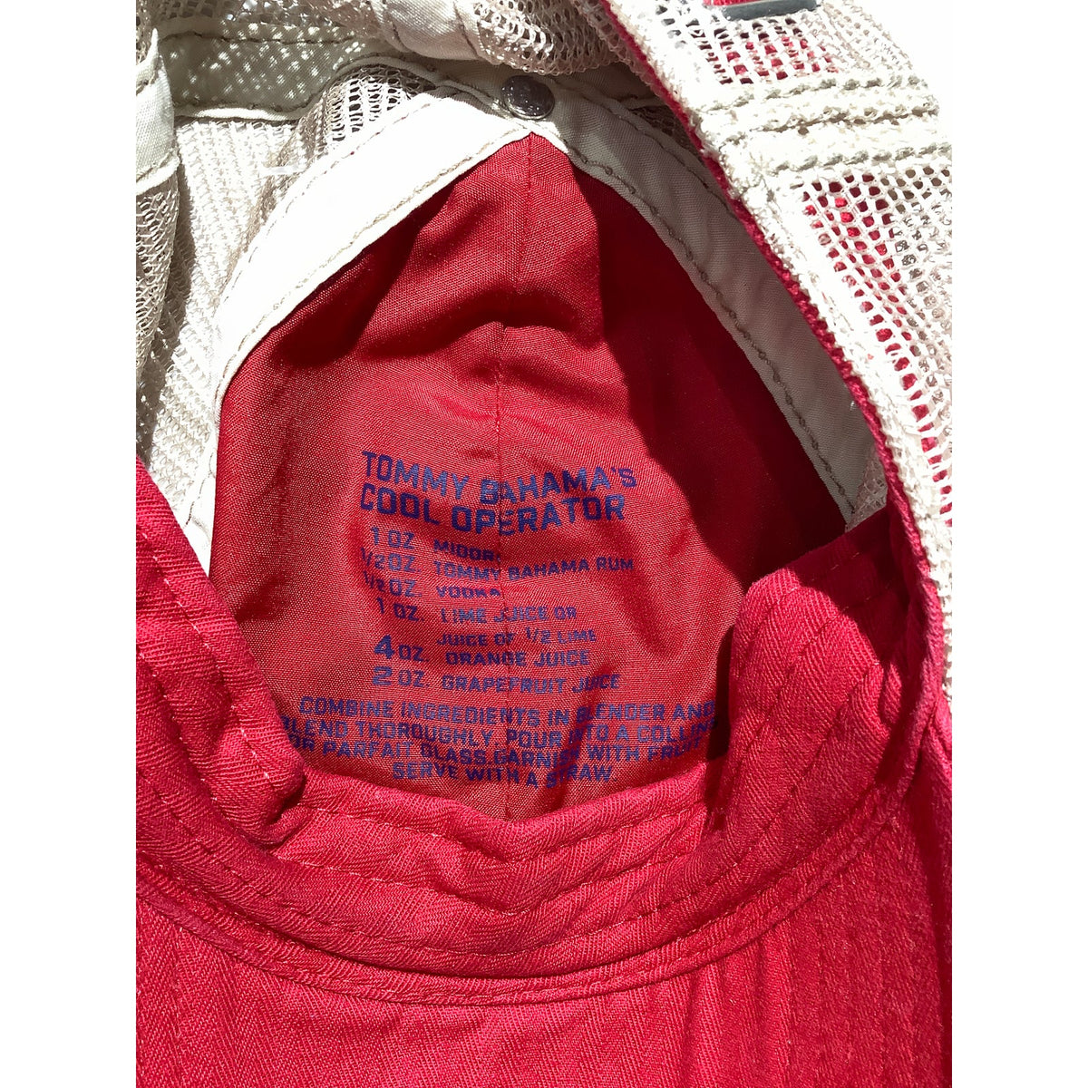 Tommy Bahama One Size Red Beige Mesh Back Trucker Hat Adjustable