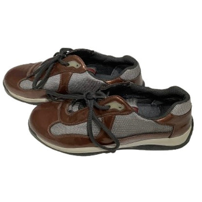 PRADA Patent Vernice Metal Sneakers Mustard Mens 8.5 / 9 Luxury