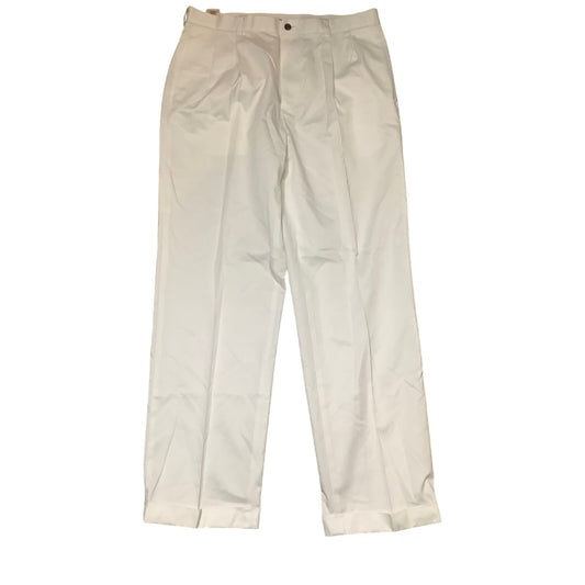 Brooks Brothers White Pleated Chino Pants, 35x32 – Classic, Preppy, Business