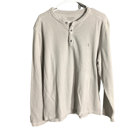 AllSaints Gray Thermal Henley Shirt Men’s XXL — Minimalist, Grunge, Casual