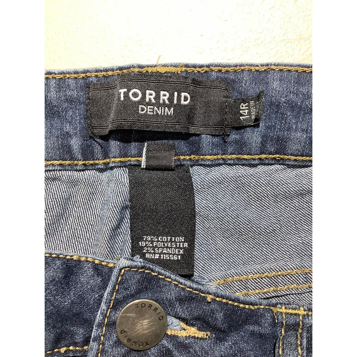 Torrid Women's 14R Dark Blue Distressed Denim Frayed Raw Hem Shorts