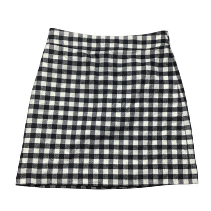J.Crew Wool-Blend Check Skirt Black/White Women’s 6 — Classic, Preppy, Timeless