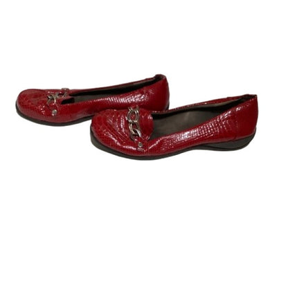 Vionic Red Charm Alda Crocodile Pattern Flats Loafer Size 9.5 Regency