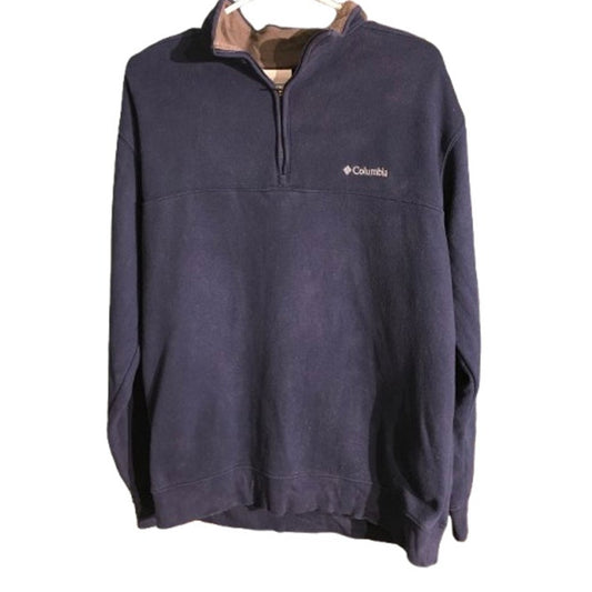 Columbia Men's Size L Navy Blue 1/4 Zip Pullover - Outdoor, Casual, Cozy